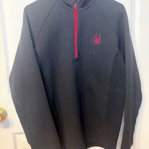 Spyder Black Zip-Up Sweater with Red Detail